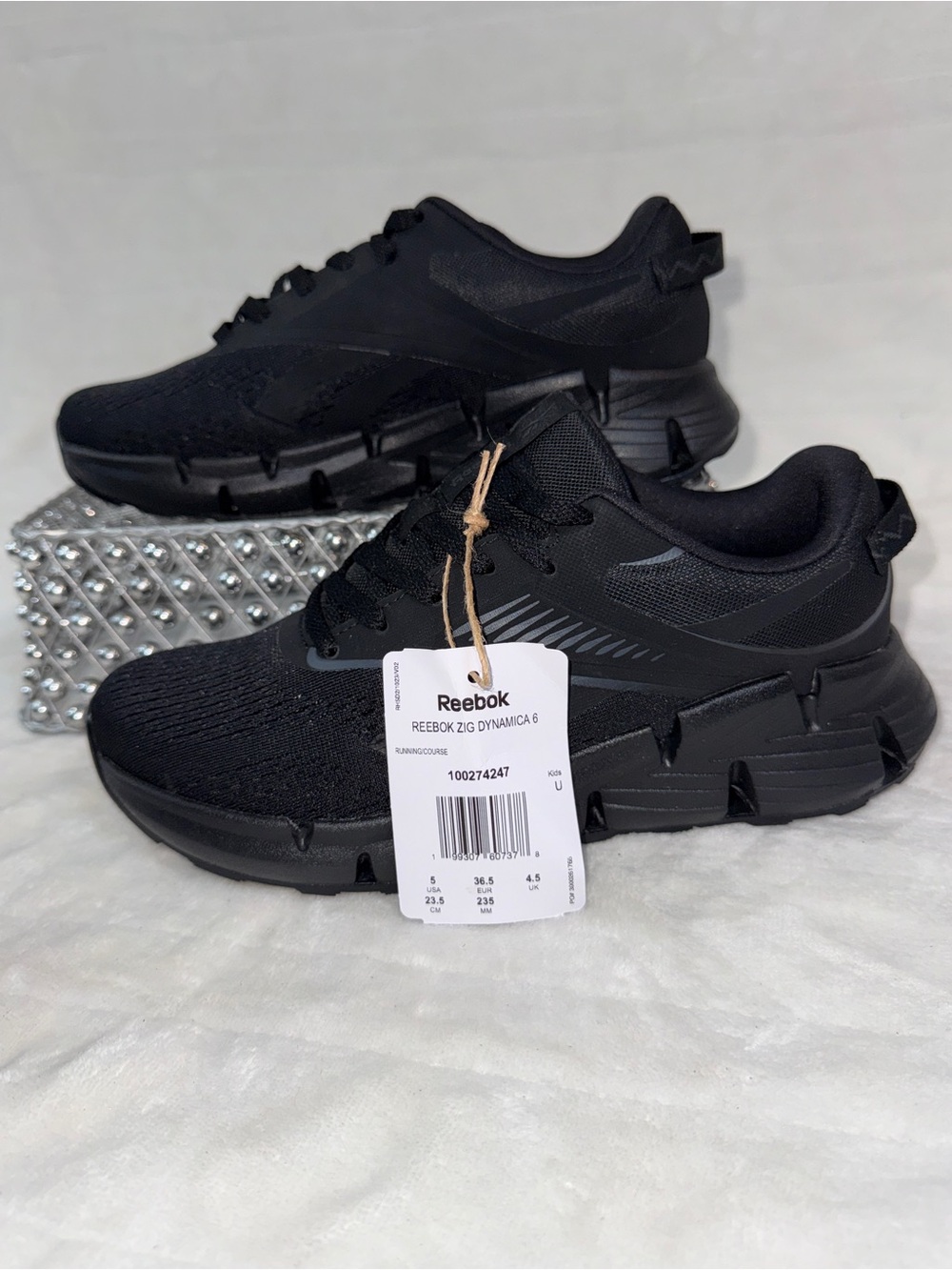 Reebok Zig Dynamica 6 Kids Black Running Shoes Sz 5Y/6.5W 100274247